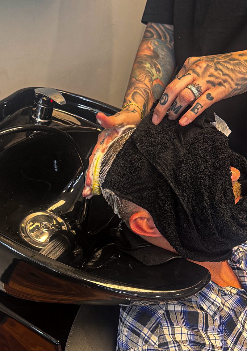 Rinse at the shampoo bowl